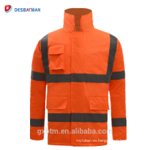 ANSI 107 Reflectante de alta visibilidad Chaqueta de seguridad de invierno Impermeable Hi Vis Workwear Parka Impermeable de color naranja